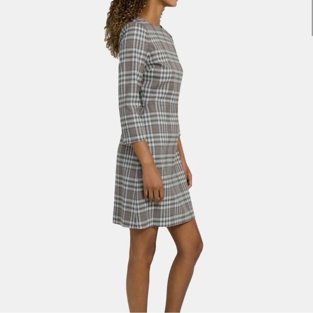 Theory Kamillina Multi Optical Plaid Wool Blend Dress. - Picture 2 of 12